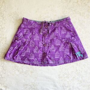 Tumble N Dry Girls Size 5-6 Birdcage Print A Line Skirt Purple Bird Cage